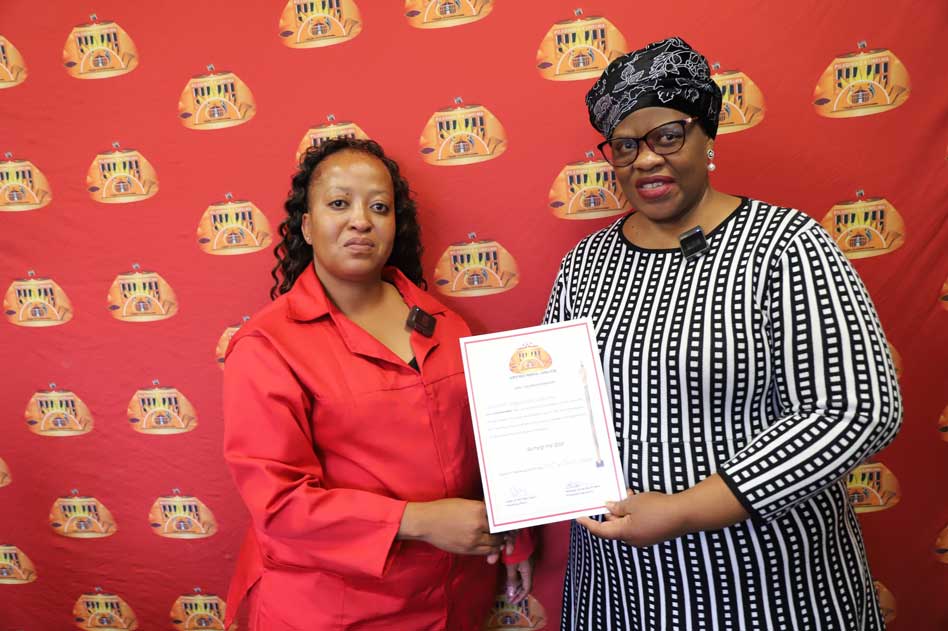 Deputy Speaker of the Legislature, Hon. Lina Miga sworn-in Hon. Kgomotso Sikwane from the Econominic Freedom Fighters.