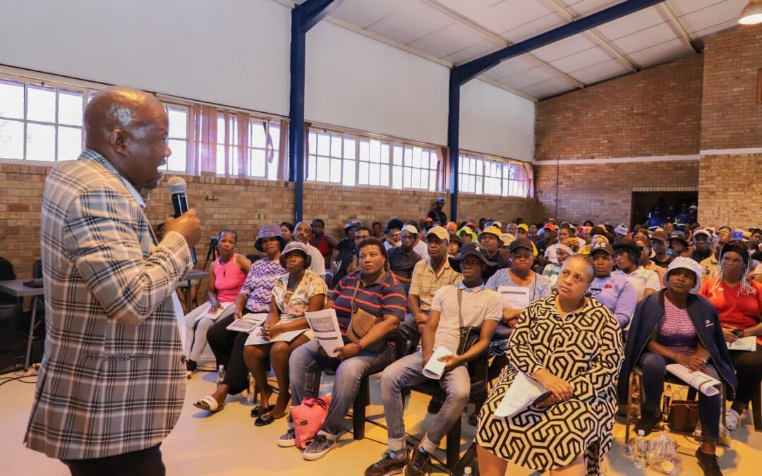 Hon Aron Motswana conducted public hearings on the North West Money Bills Amendment Procedure and Related Matters Bill, 2023 at Gamogopa Community Hall in Gamogopa (Ventersdorp). Other public hearings also took place in Taung; Brits and in Delareyville at 10h00.