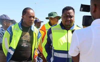 Hon. Freddy Sonakile joined the MEC for the Department of Community Safety and Transport Management, MEC Wessels Morweng and his team at the launch of the North West 2026 Easter Traffic Activation