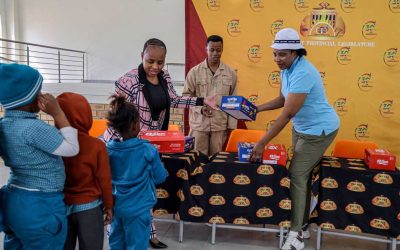 NORTH WEST LEGISLATURE’S CHAIRPERSON OF COMMITTEE CONTINUES COMMUNITY OUTREACH WITH DONATION OF 100 SCHOOL SHOES TO SARUCHERA PRIMARY SCHOOL